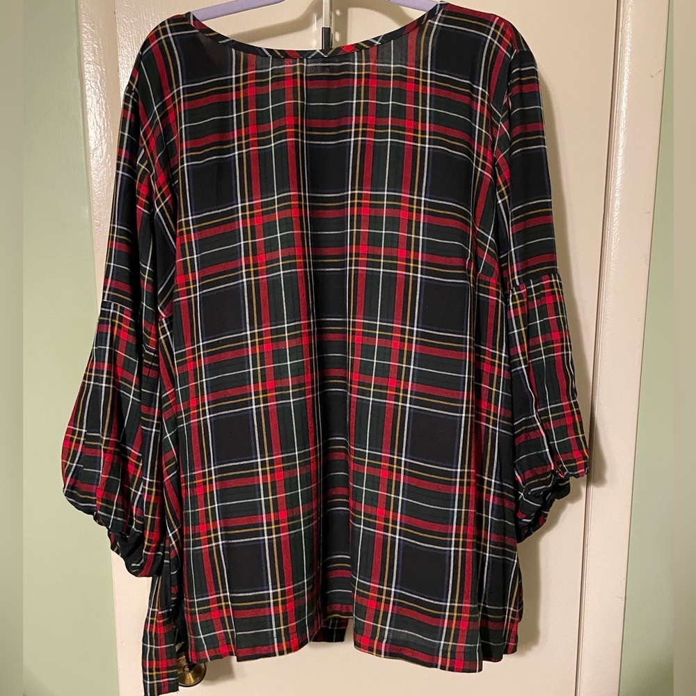 Loft Plaid 3/4 length sleeve Blouse Sz 24